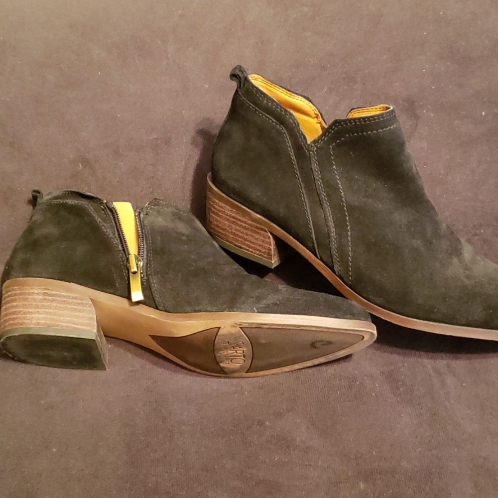 Black Suede Leather Ankle Booties